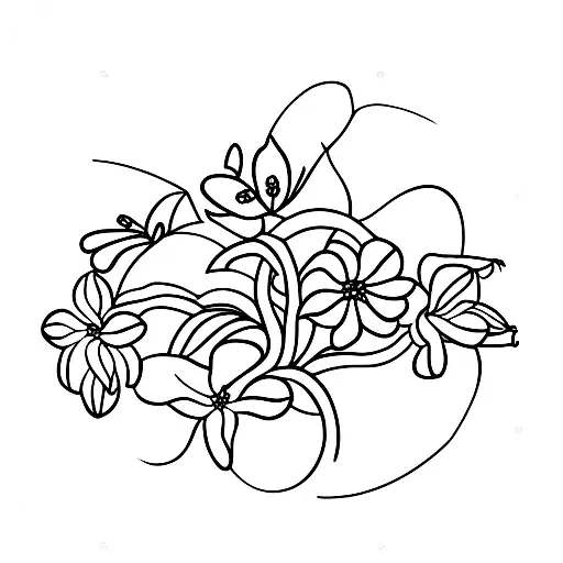 Cherry Blossom With Lily Flowers