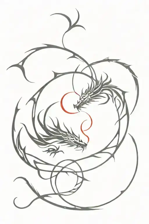 Twisting Dragons One Red And Other Black Grey