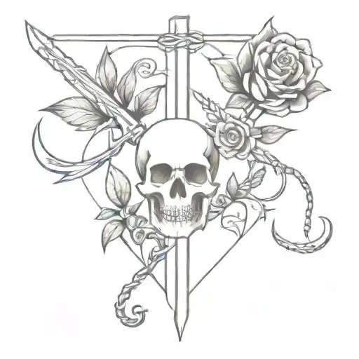 Sword And Plant And Skull And Heart