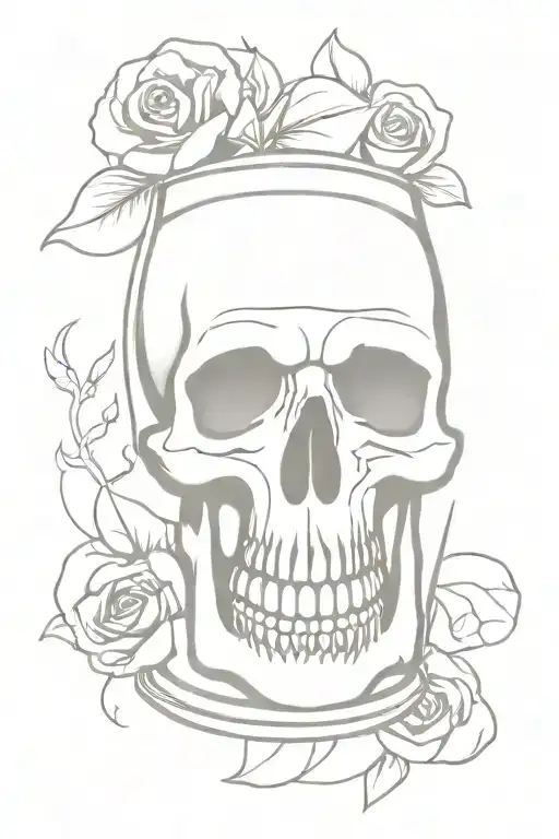 Skull With Hour Glass