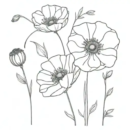 Poppy And Daisy Flowers