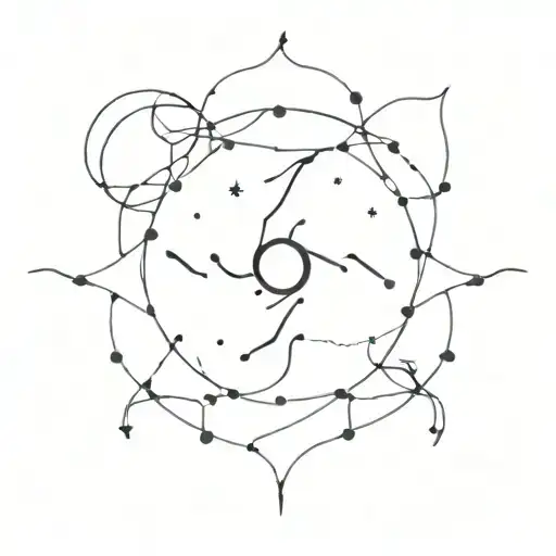 A Minimalist Tattoo Of A Constellation Representing Scorpio Intertwined With A Mandala Design