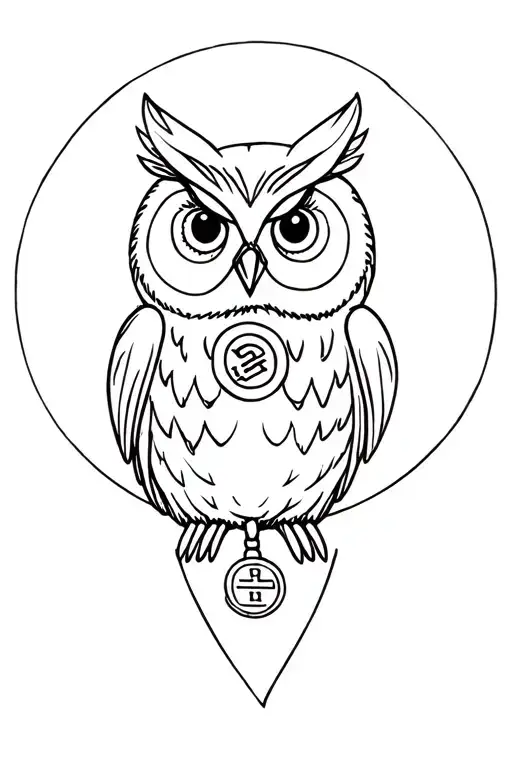 Owl With A Token On The Neck