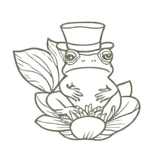 Frog Wearing A Giant Water Lily Hat