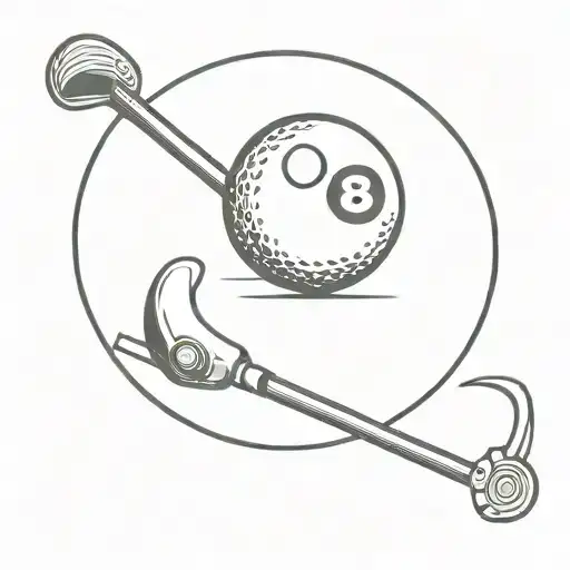 8 Ball With Golf Clubs Simple