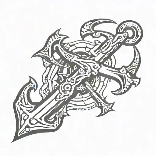 Sign Of The Horns With An Anchor On The Wrist