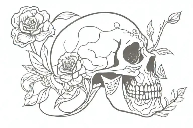 Skull And Floral Design