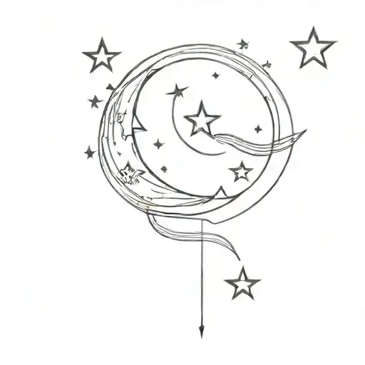 Star And Moon Fine Line