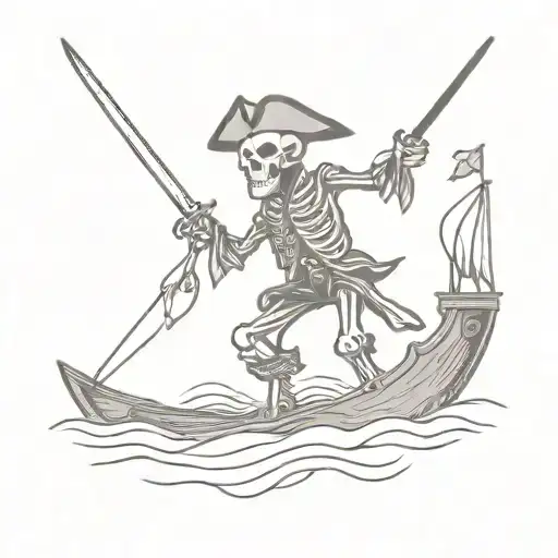 Skeleton Pirate At Sea