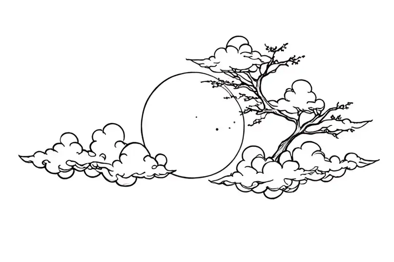 Full Moon With Clouds And Tree Branches