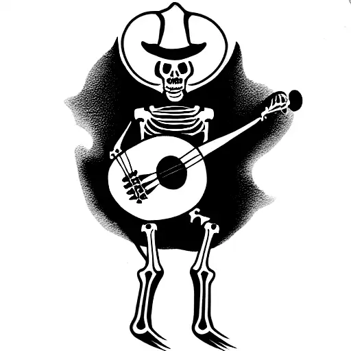 Cowboy Skeleton Playing Banjo