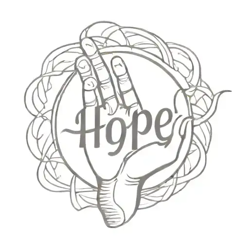 Minimal Design Of The Word Hope With A Drawing Of Fingers Crossed