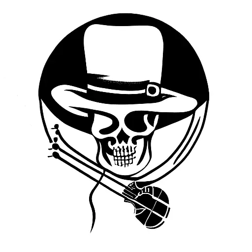 Cowboy Skeleton Playing Banjo