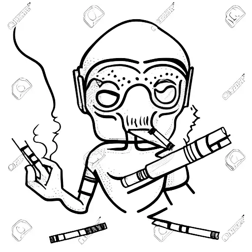 Stereotypic Alien Smoking A Cigarette