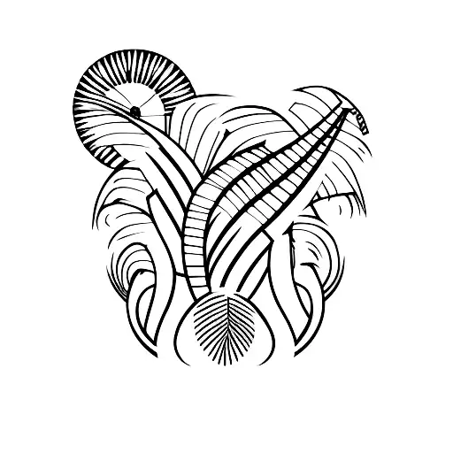 Tribal Tattoo With 868 And Palm Tree To Represent Caribbean