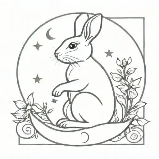 Bunny Sitting On Crescent Moon