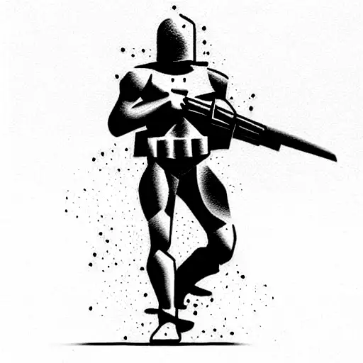 Spartan Soldier With Guns And