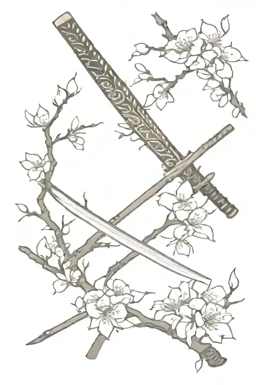 Katana With Cherry Blossoms Wrapped