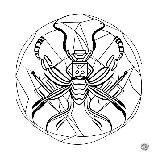 Abstract Scorpion Made Of Geometric Shapes And Lines