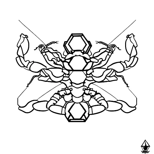 Abstract Scorpion Made Of Geometric Shapes And Lines