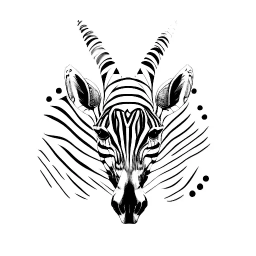 A Unique Tattoo Combining A Zebra And A Skull In An Abstract And Artistic Way