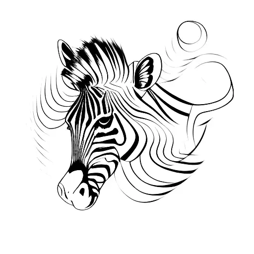 A Unique Tattoo Combining A Zebra And A Skull In An Abstract And Artistic Way