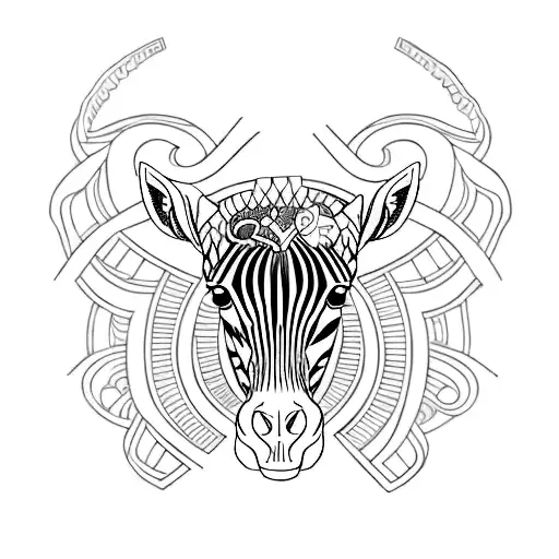 An Intricate Tattoo Featuring A Zebra And A Skull Intertwined In A Symbolic And Meaningful Design
