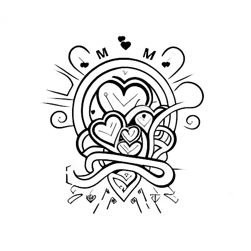 3 Hearts With Initials D C L In The Hearts And A Heartbeat Line Going Through The Hearts