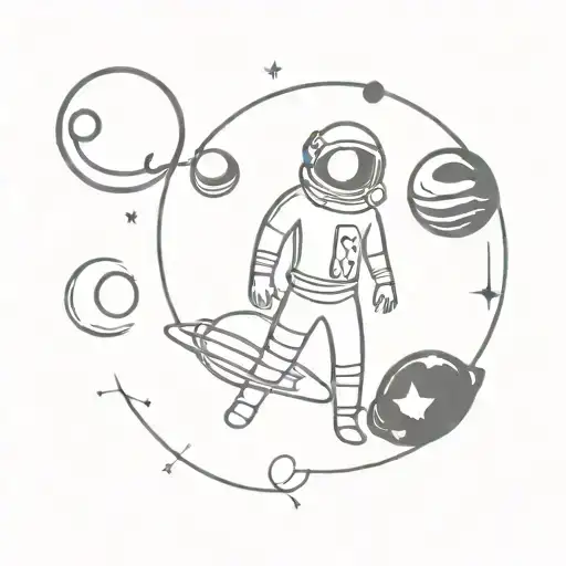 Space Men With Stars And Planets