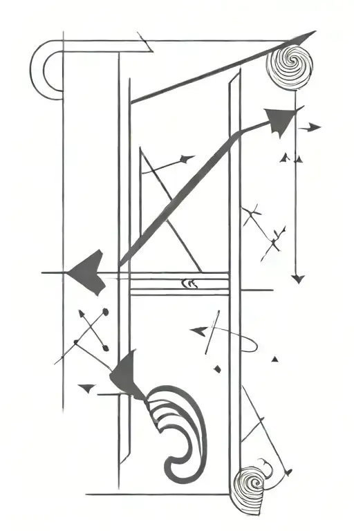 Abstract Tall And Thin Sagittarius Arrow Sign With Piano Keys For Forearm