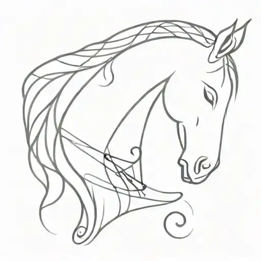 A Minimalist Design Of A Horse Head With Musical Notes Intertwined In The Mane