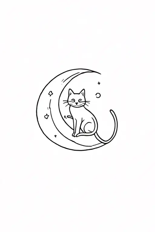 Cat Playing On Moon