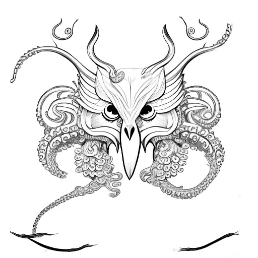 Snow Owl Head Combined With Tentacles