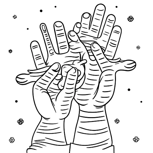 Two Children Hands Holding Mothers Hand