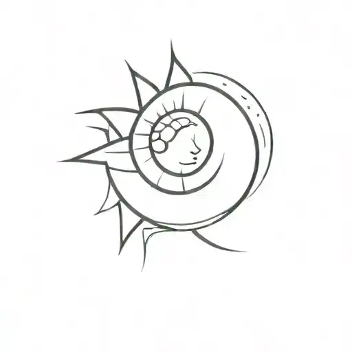 Abstract Design Of The Sun And Moon With A Hidden Friendship Symbol