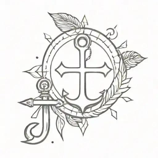Anchor Cross And Feathers