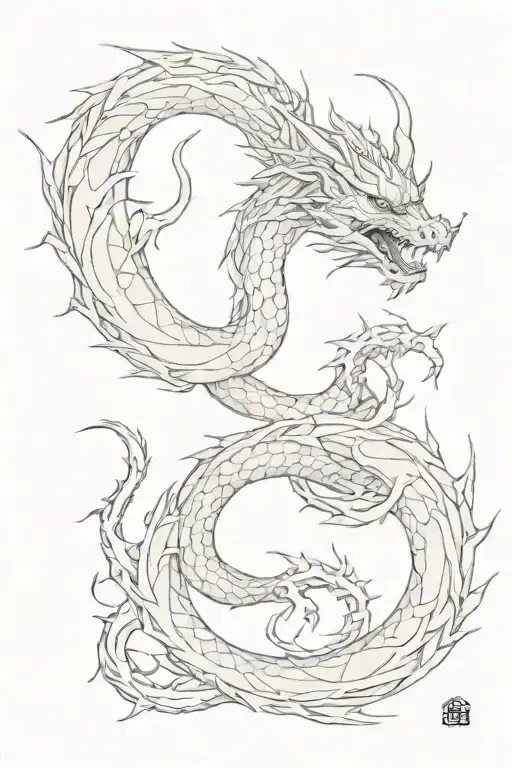 Long Chinese Dragon Wrapped In Thorns