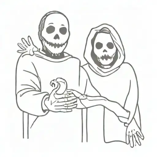 Micheal Myers And A Feminie Version Ghostface Going To The Mountain Hand In Hand