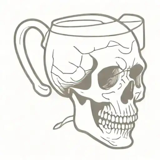 Skull Drinking A Beer From Side View