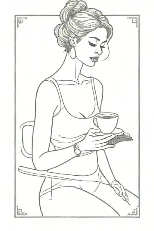 Confident Woman With Coffee Cup And Book Open In Front