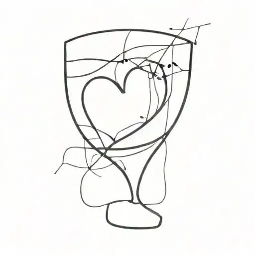 Broken Glass Of Wine With Heart Inside Surrounded