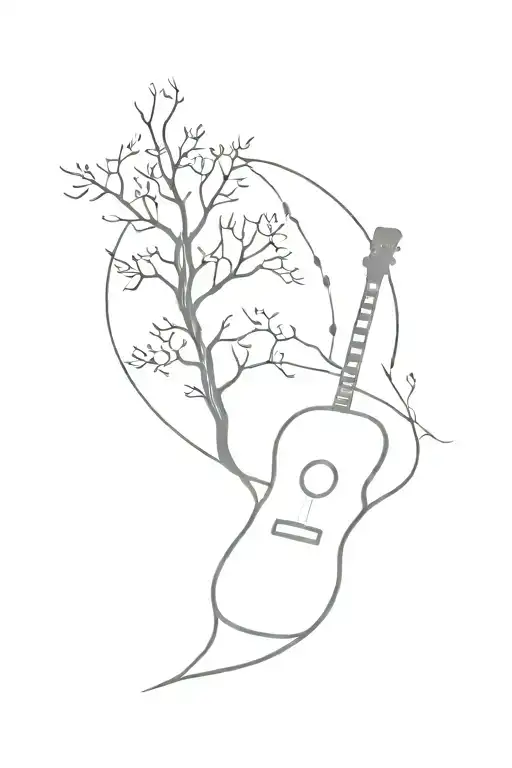 Guitar With Autumn Tree