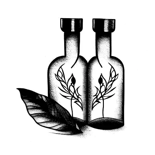 Two Unique Potion Bottles With Floral Elements Filling Them