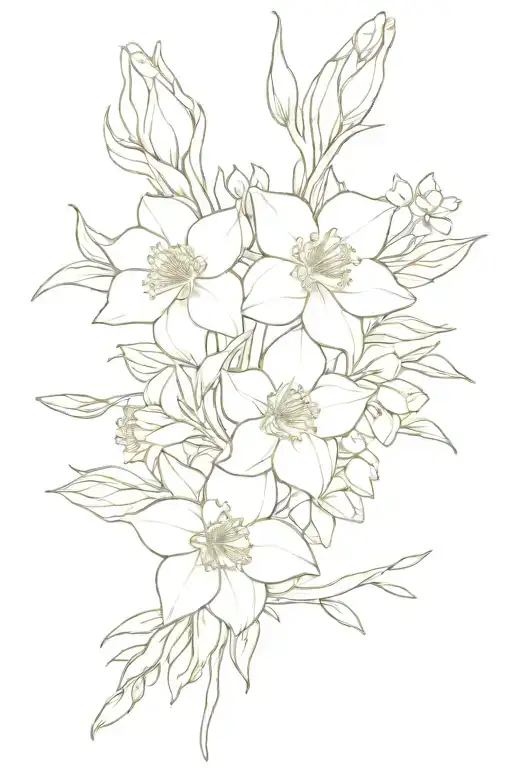 Rose Larkspur And Narcissus Flower Bouquet