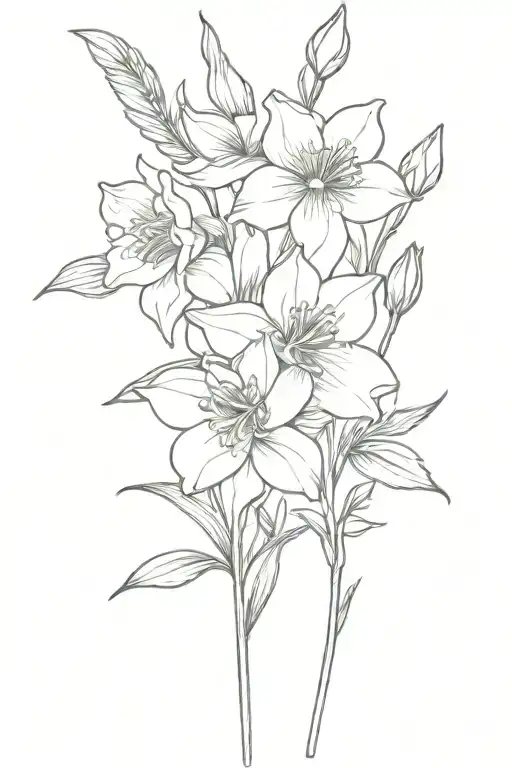 Rose Larkspur And Narcissus Flower Bouquet