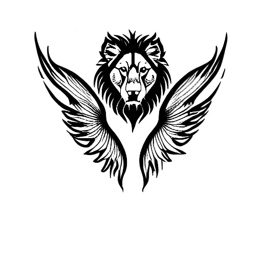 Lion With Wings And A Houling Wolf