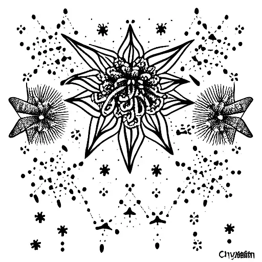 Scorpio Constellation Made With A Combination Of Stars And Chrysanthemums
