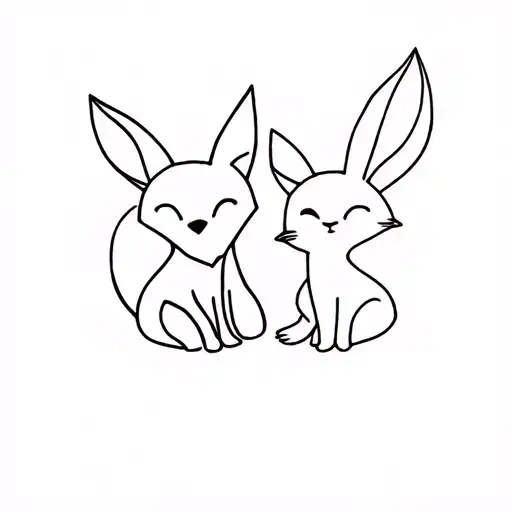 Fox And Rabbit In The Form Of A Symbol
