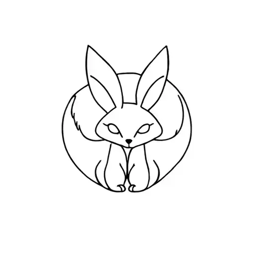 Fox And Rabbit In The Form Of A Symbol Of Twins On A Brush