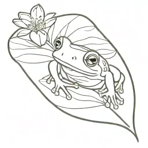 Frog With Cowboy Hat On Lilly Pad Simple